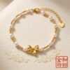 珍珠蝴蝶結・甜美黃金手鍊