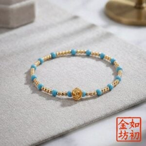 藍韻玫瑰・清新黃金手鍊